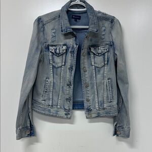 Tractr BLU Denim Jacket, Small, Light Blue, Distressed